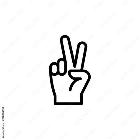 Peace hand gesture outline icon. Element of hand gesture illustration ...