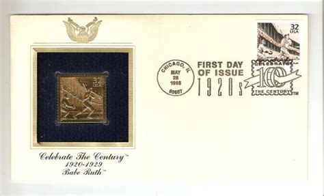 FDC Babe Ruth US Postal First Day Of Issue Cents Stamp And Gold Replica