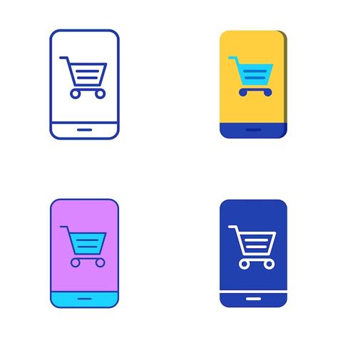 Conjunto de iconos de compras móviles Vector Premium