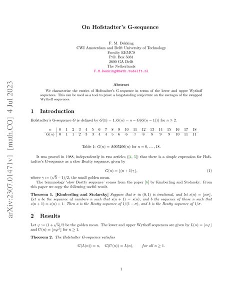 (PDF) On Hofstadter's G-sequence