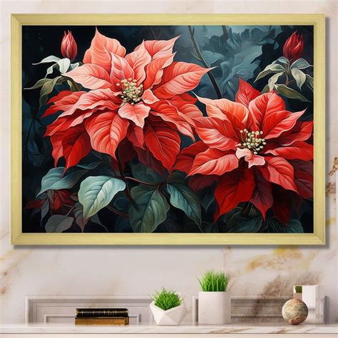 Framed Prints | Framed canvas wall art, Poinsettia flower, Canvas wall art