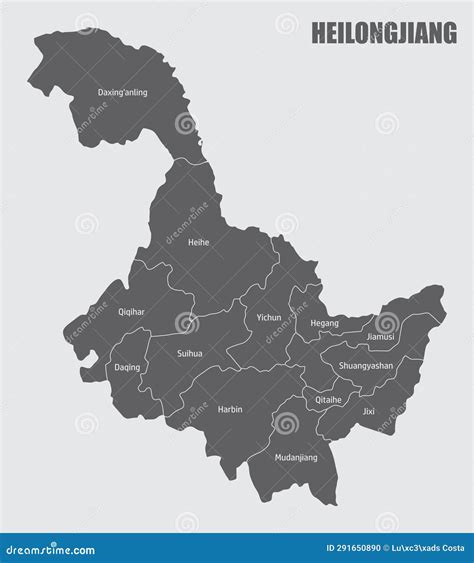 Heilongjiang Province Administrative Map Vector Illustration | CartoonDealer.com #291650890