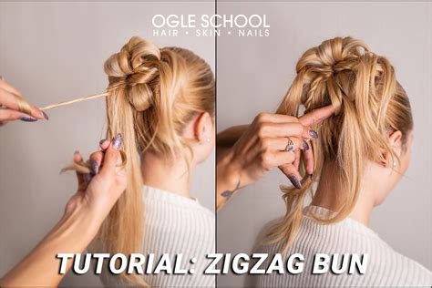 Zigzag Bun Hairstyle Tutorial Cosmetology School And Beauty School In