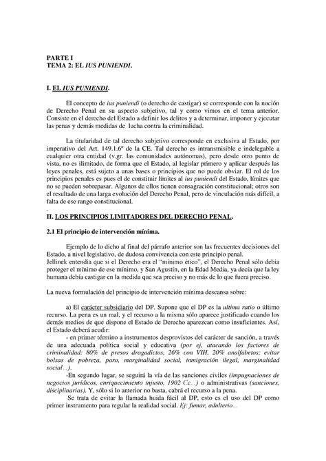 Tema 2 Apuntes 2 Parte I Tema 2 El Ius Puniendi I El Ius Puniendi El Concepto De Ius