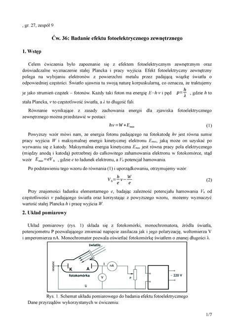 Fizyka Sprawozdanie Z W Laboratorium Fizyki Gr Zesp