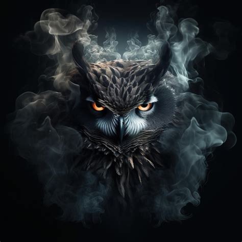 Premium Ai Image Image Of An Angry Owl Face With Fire Smoke On Black