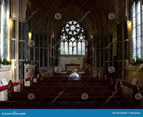 Interior View Of Kylemore Abbey With A Woman Praying In Connemara