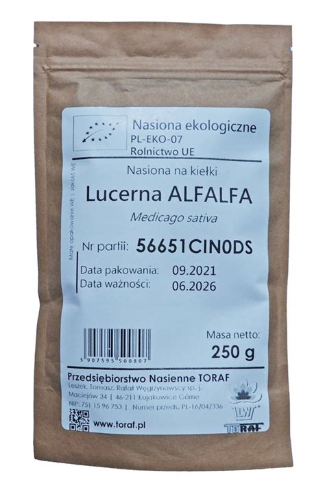 Lucerna Alfalfa Nasiona Kie Ki G Eko Bio Toraf Allegro Pl