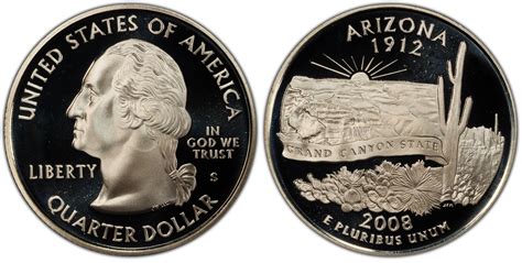 2008 S 25c Arizona Silver Dcam Proof Washington 50 States Quarters