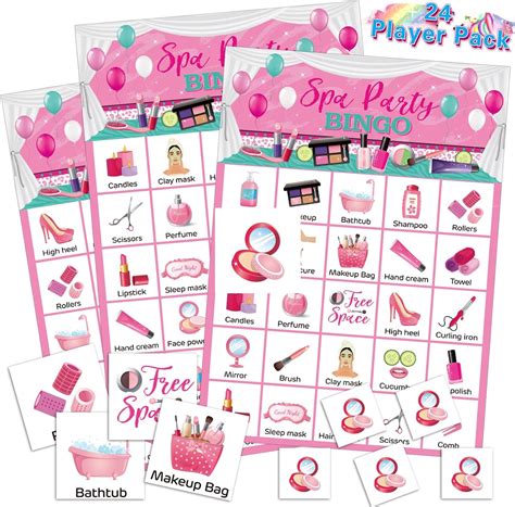 Amazon Liliful 35 Pcs Spa Party Bingo Game 24 Players Girls Makeup