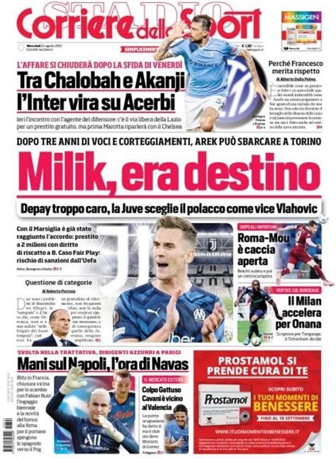 Capa Corriere Dello Sport 24 Agosto 2022 Capasjornais Pt