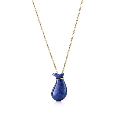 Elsa Peretti® Bottle jug pendant in lapis lazuli on an 18k gold chain ...