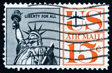 Old Postage Stamps From Usa Liberty Editorial Photography Image Of