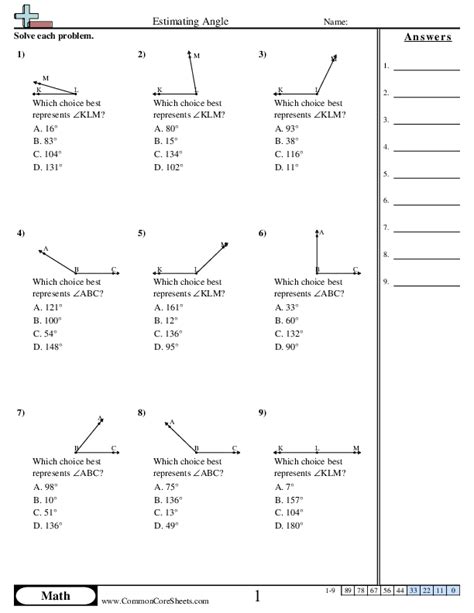 Angles Worksheets Free Distance Learning Worksheets And More Commoncoresheets