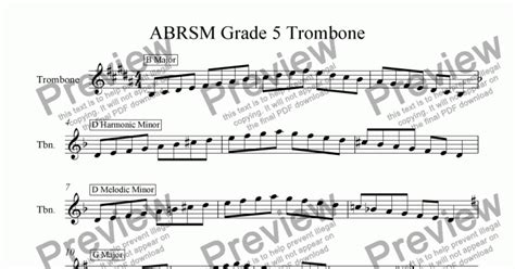 Trombone Grade 5 Scales And Arpeggios Treble Clef ABRSM Format PDF