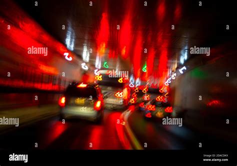 Inside The Lincoln Tunnel Travelling To New York Under The Hudson River