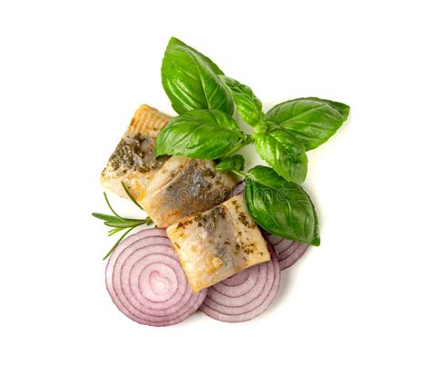 Salted Herring Fillet Isolated Raw Pickled Fish Meat Marinated