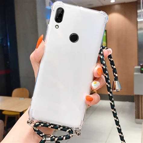 Funda de teléfono con correa transparente para huawei carcasa trasera