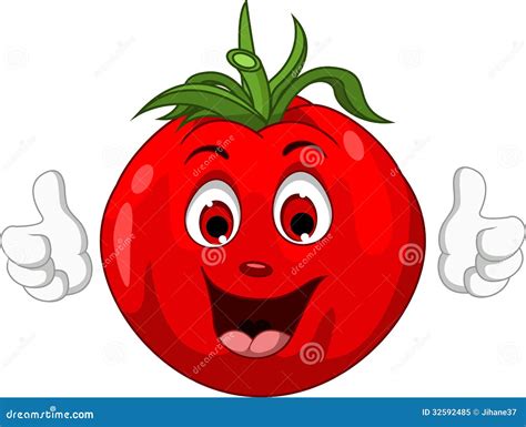 Personaje De Dibujos Animados Lindo Del Tomate Que Da Los Pulgares Para