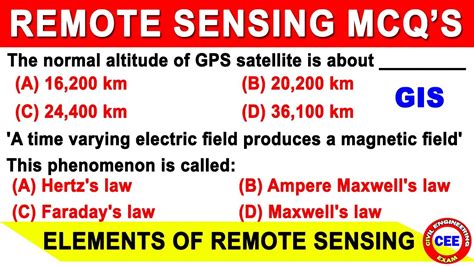 Remote Sensing Mcq Mcq On Elements Of Remote Sensing Gis Mcq