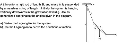 Solved X A Thin Uniform Rigid Rod Of Length L And Mass M Is Chegg