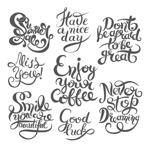 Premium Vector Hand Lettering Inscription Set Motivation And