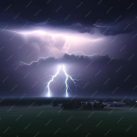 Premium Photo | Lightning in the sky at night thunderstorm lightning in ...