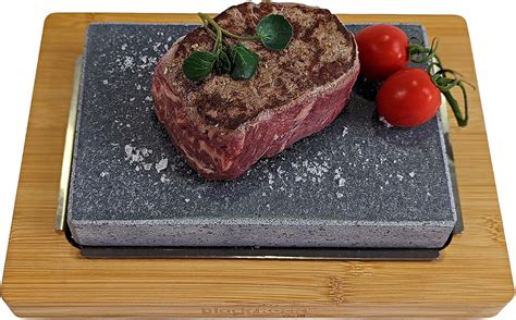 Black Rock Grill Hot Stone Cooking Set Restaurant Grade Lava Stone For Sizzling Steak And
