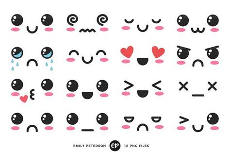 Kawaii Faces Clipart by Emily Peterson Studio on @creativemarket ...