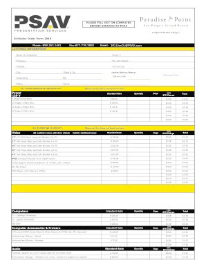 Fillable Online Apic Exhibitor PSAV Order Form APIC Apic Fax Email