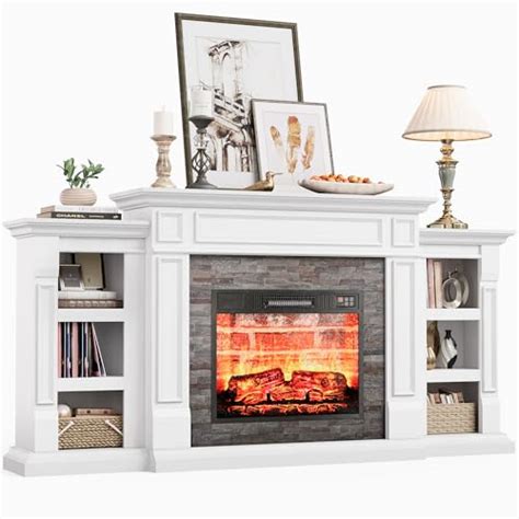 Lghm 70 Electric Fireplace With Mantel Fireplace Tv Stand For Tvs Up