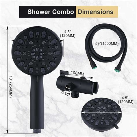 Aleasha Functions Black Dual Rain Shower Head System With Handheld