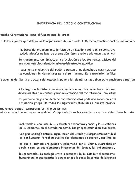 Pdf Importancia Del Derecho Constitucional Importancia Del Derecho