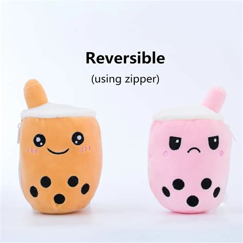 Two Sided Reversible Secret Pouch Boba Plushie Bubble Tea Plush Doll