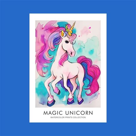 Premium Vector Colorful Magic Unicorn Watercolor Painting