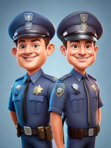 Premium Ai Image Two Police Friends In Cartoon Caricature Style