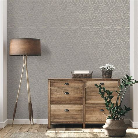 Miya Geo Grey Textured Wallpaper Fine Decor