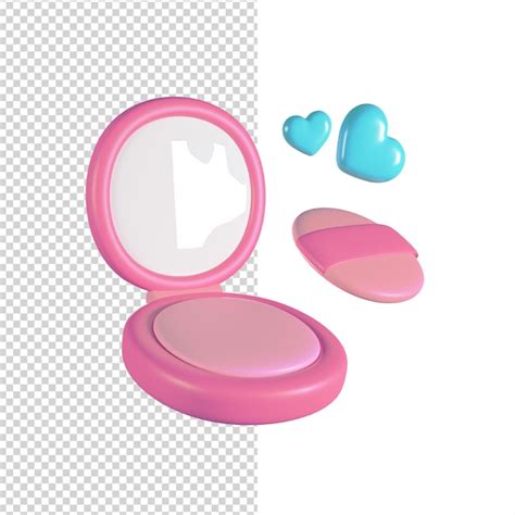 Premium PSD 3d Render Pink Powder With Applicator Illustration