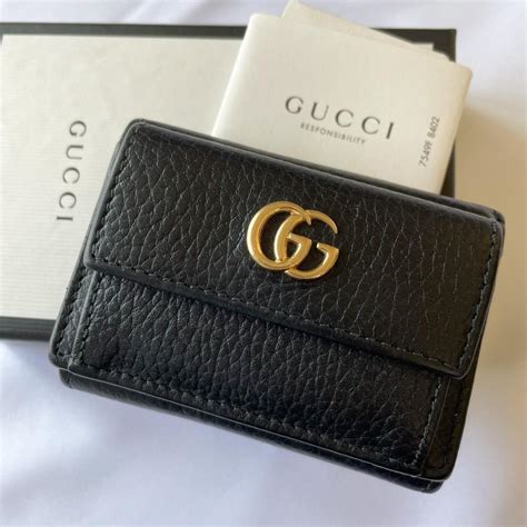 1円 極 Gucci グッチ 三つ折り財布 プチマーモント Gg レザー 黒 ブラック 現行品 レディース マーモント コンパクトウォレット