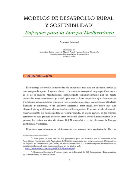 Modelo De Desarrollo Rural Sustentable Pdf