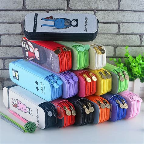 Multifunctional School Pencil Case Cute Cartoon Double Zipper Pencils