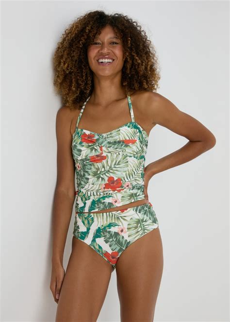 Tropical Leaf Print High Waisted Bikini Bottoms Matalan