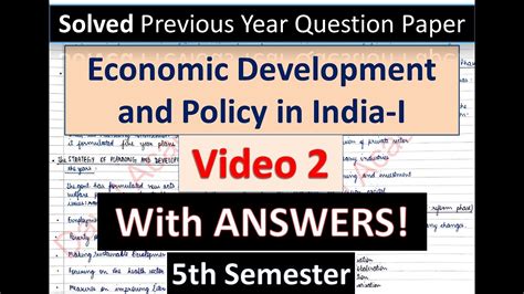 5th Sem SOLVED Question Paper Economic Development And Policy In