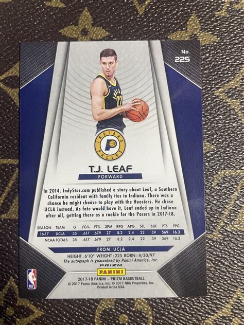 Panini Prizm Fast Break Prizm Auto Tj Leaf Rookie Auto Rc