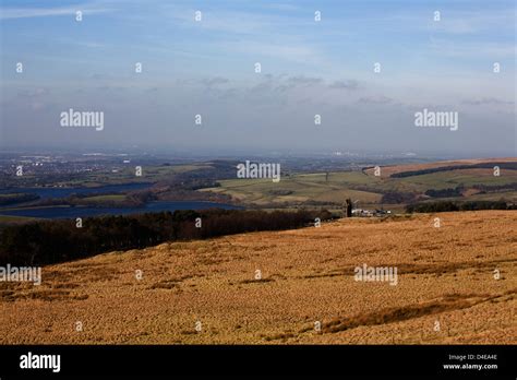 Reservoirs beneath Rivington Pike Horwich Bolton Lancashire England Stock Photo - Alamy