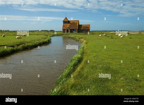 St Thomas Becket Church Fairfield Romney Marsh Kent England Stock