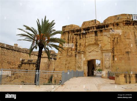 Entrance Gate From Fort Saint Angelo Vittoriosa Birgu Malta Stock