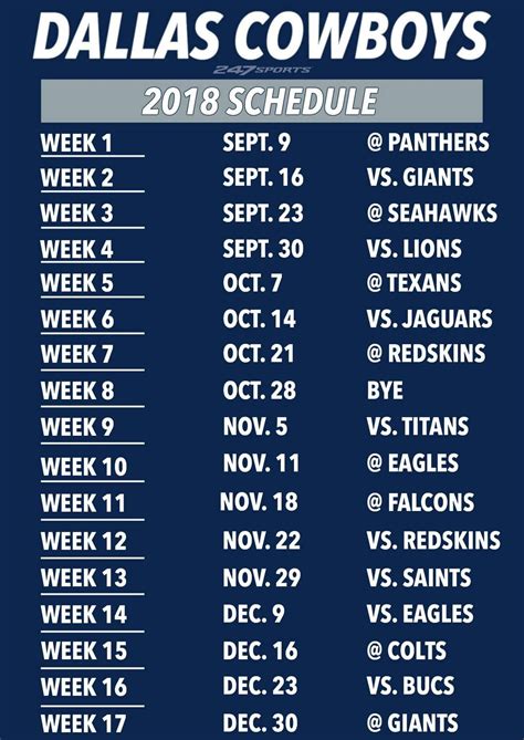 Cowboys Schedule This Season