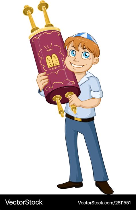 Jewish Boy Hold Torah For Bar Mitzvah Royalty Free Vector