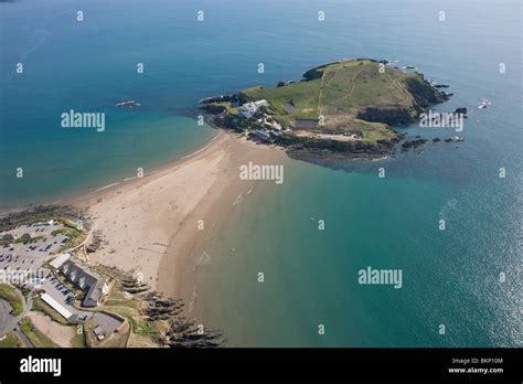 Aerial Views Of Burgh Island A Small Island Off The South Devon Stock